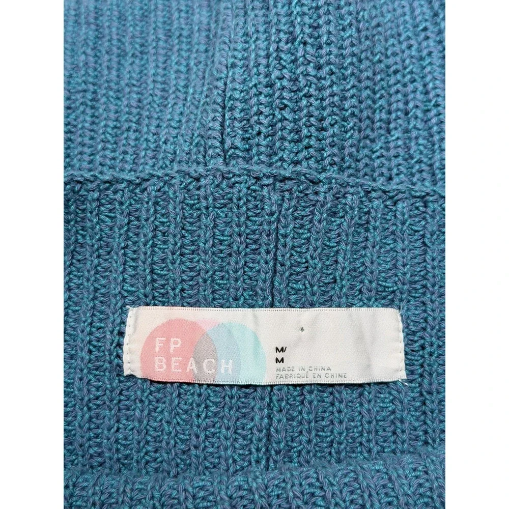 Free People Beach Sweater Womens Medium Teal Freya Oversized Boho Pullover Knit